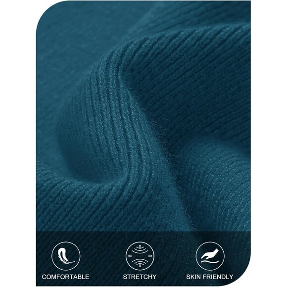 Merokeety Women's Teal Off Shoulder Long Sleeve Elegant Bodycon Midi Dress - Picture 5 of 9